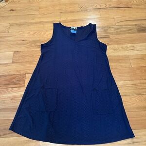 Simple Blue Sleeveless Swim Coverup